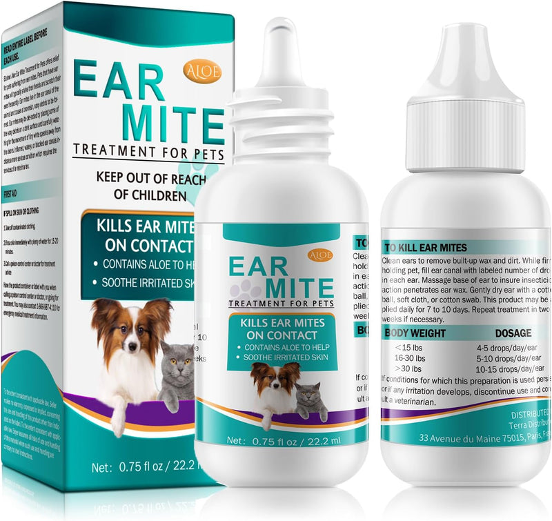 Daiasns Ear Cleanser for Dogs & Cats, Pet Ear Drops for Itchy Ears, Dog & Cat Ear Care Solution, Soothing Ear Cleaner for Pets, 0.75 fl oz (22.2 mL)
