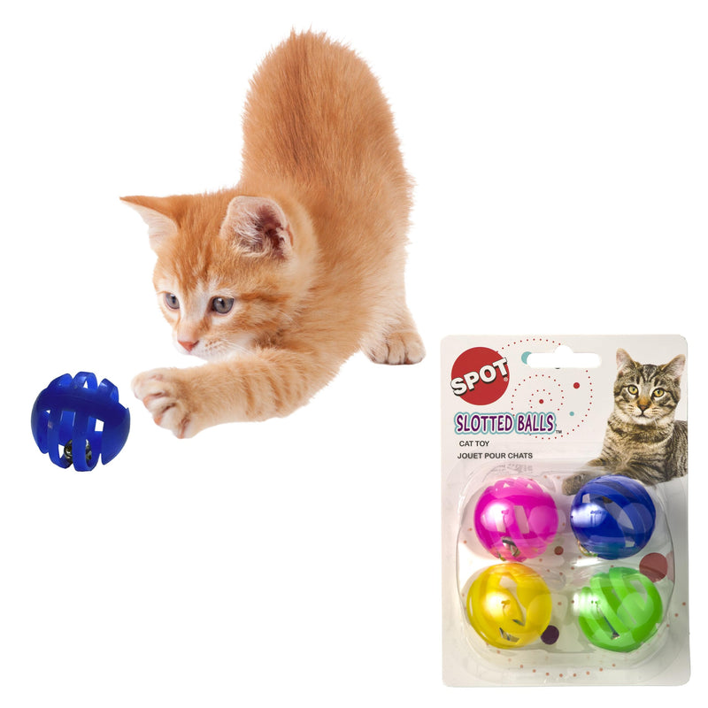 SPOT Slotted Balls Cat Toy - Interactive Cat Toys for Indoor Cats to Chase, Hunt and Stimulate - Jingle Bell Inside for Sound When Batted Around - Safe and Non-Toxic - 1.5