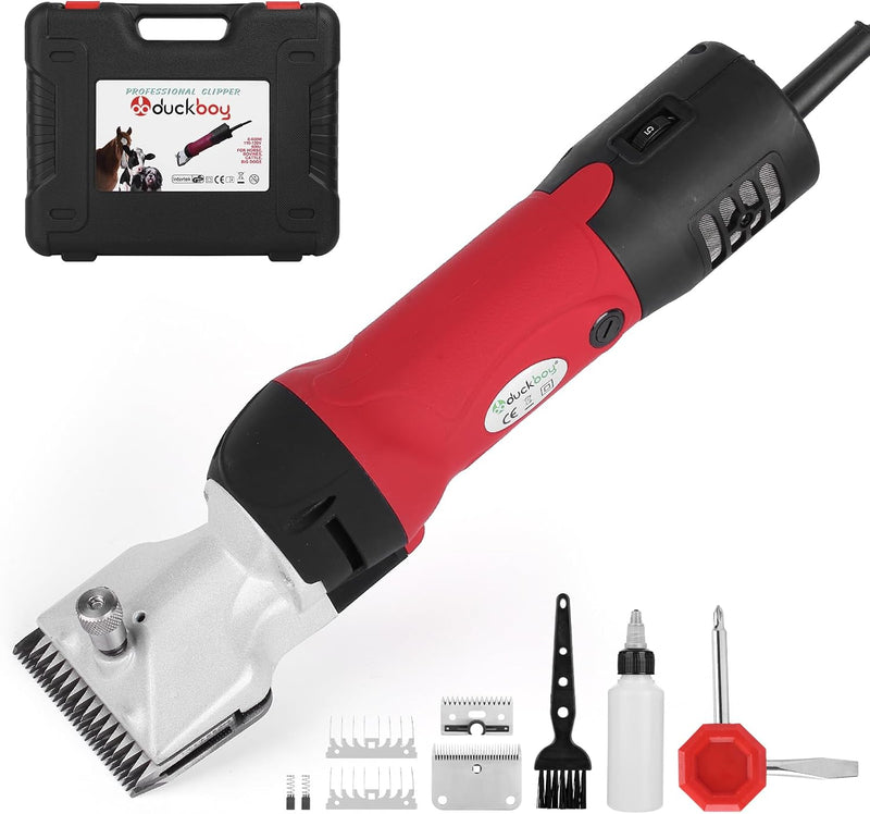 DUCKBOY Heavy Duty Horse Clippers, 600W 6-Speed, 2 Stainless Blades