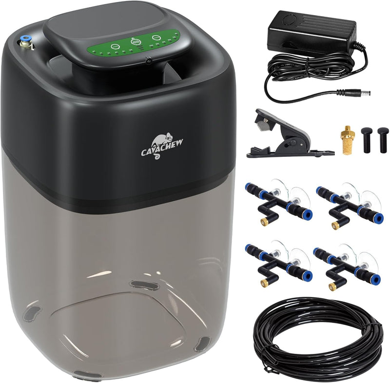 10L Reptile Mister Fogger with Timer, 4 Nozzles, High Pressure Automatic Misting System for Reptile Tank, Terrarium Humi