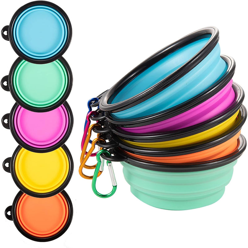 Collapsible Dog Bowls, Travel Dog Cat Water Bowl Portable Foldable Food Dishes with Carabiner Clip for Traveling, Hiking