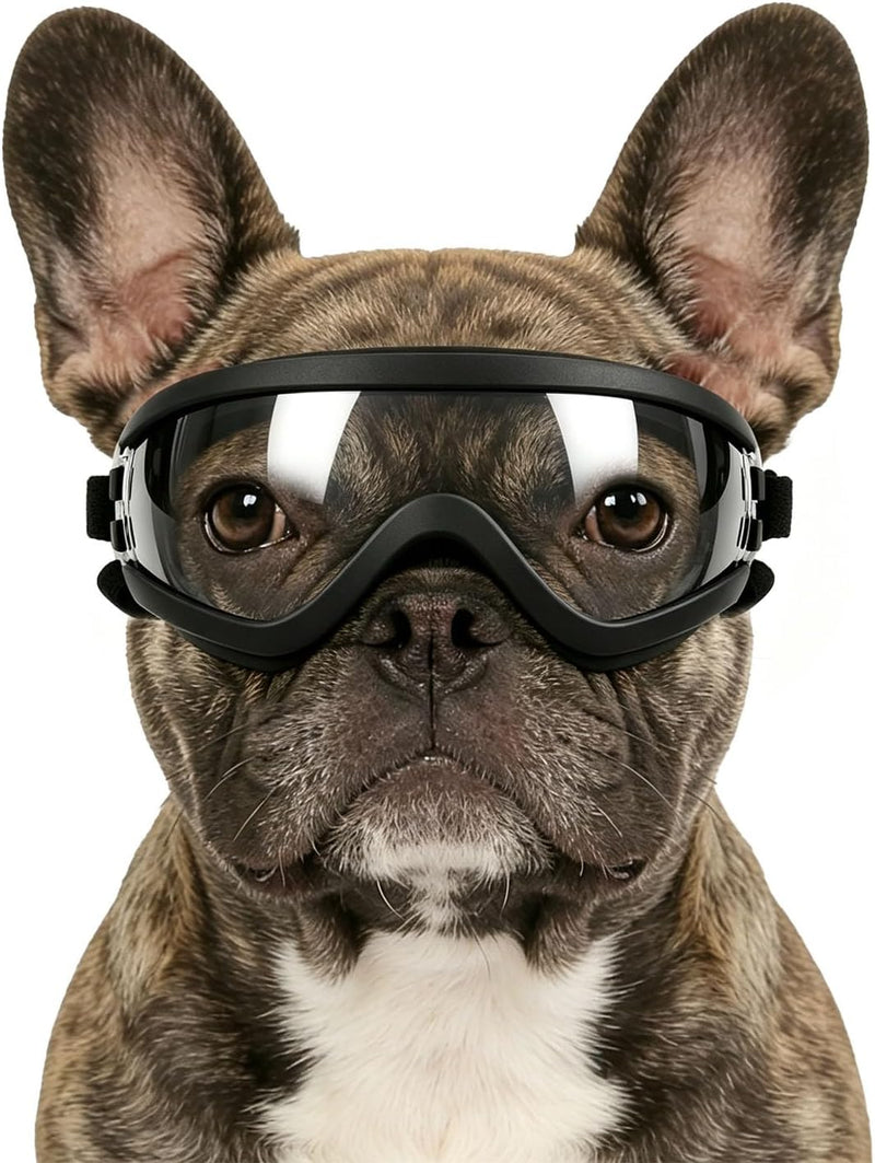 NAMSAN Medium Clear Dog Goggles Eye Protection, Dog Sun Glasses Small Medium Breed UV Protection, Dog Sunglasses for Dri