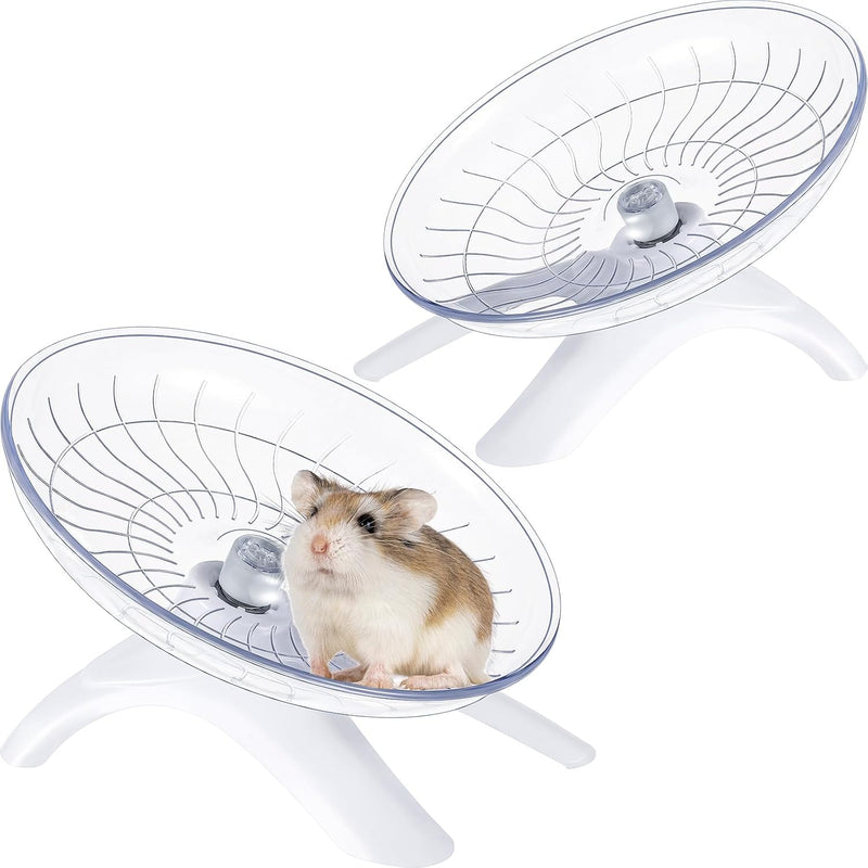 Thyle 2 Pcs Hamster Flying Saucer Silent Running Exercise Wheel