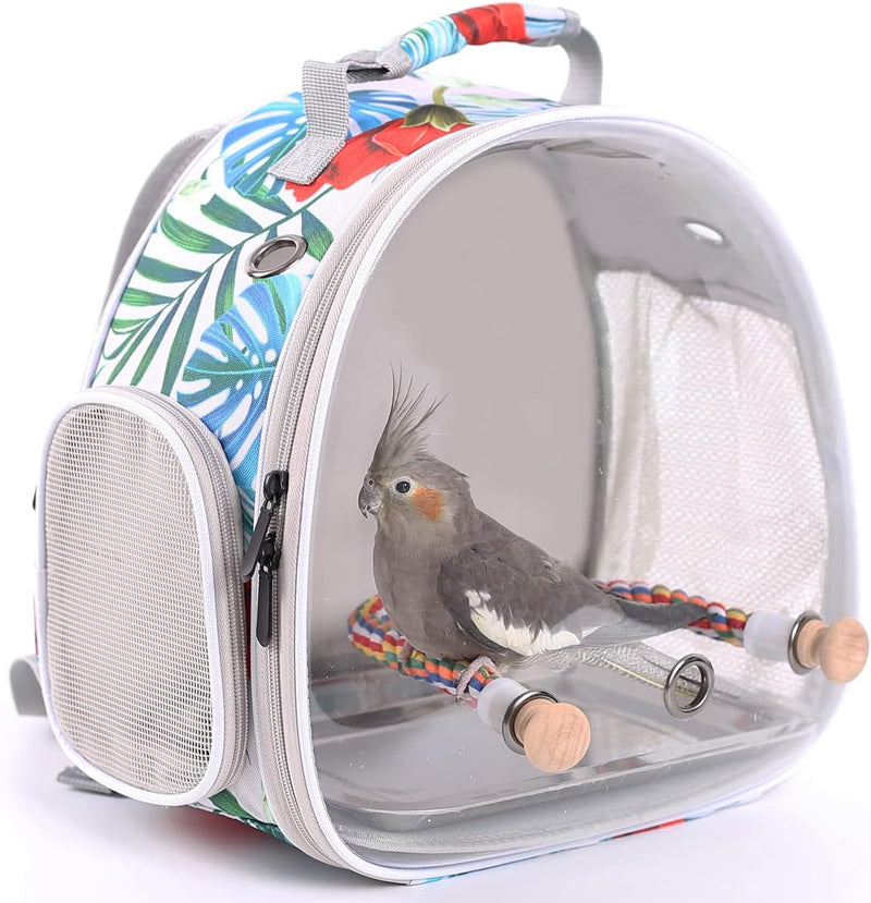 Bird Carrier Backpack with Rope Perch, Portable Bird Travel Carrier Backpack