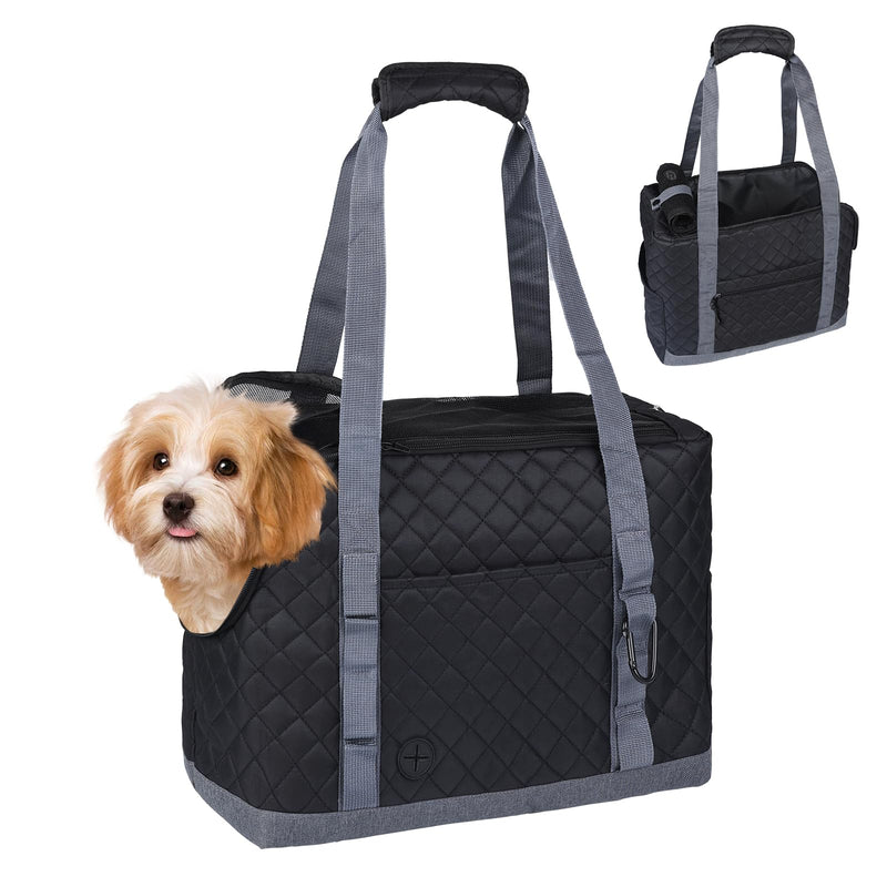 Dog Carriers for Small Dogs Puppy Purse Carrying Bag for Dog 0-11lbs Tote Bag Carrier with Pocket for Cat,Dog,Rabbit Under 11lbs Outdoor Puppy Carrier (Black, L15 * W7.5 *H 11.8