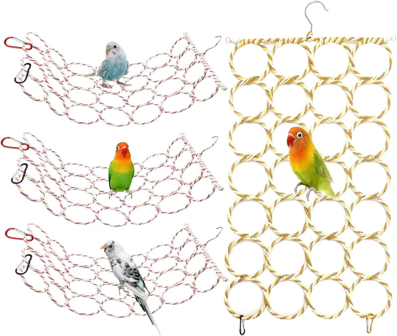 BNOSDM Bird Climbing Net 4Pcs Parrot Hemp Rope Ladder Budgie Climbing Swing