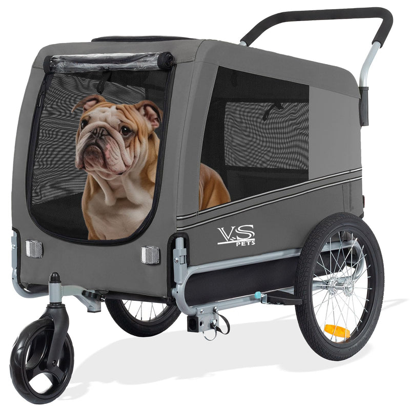 Tiggo Veelar Sports Pets Large Dog Bike Trailer & Stroller for Medium,Large Dog or Multiple Small Dogs, Pet Stroller for Dogs Up to 78 lbs, Parking Brakes, Low Center of Gravity