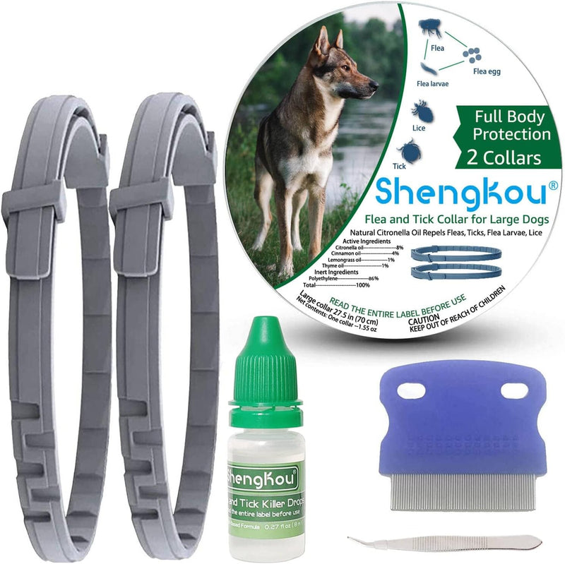 Flea and Tick Collar for Large Dog, Prevention and Control of Pests on Dogs, Safe Natural Ingredients Protection, Waterp