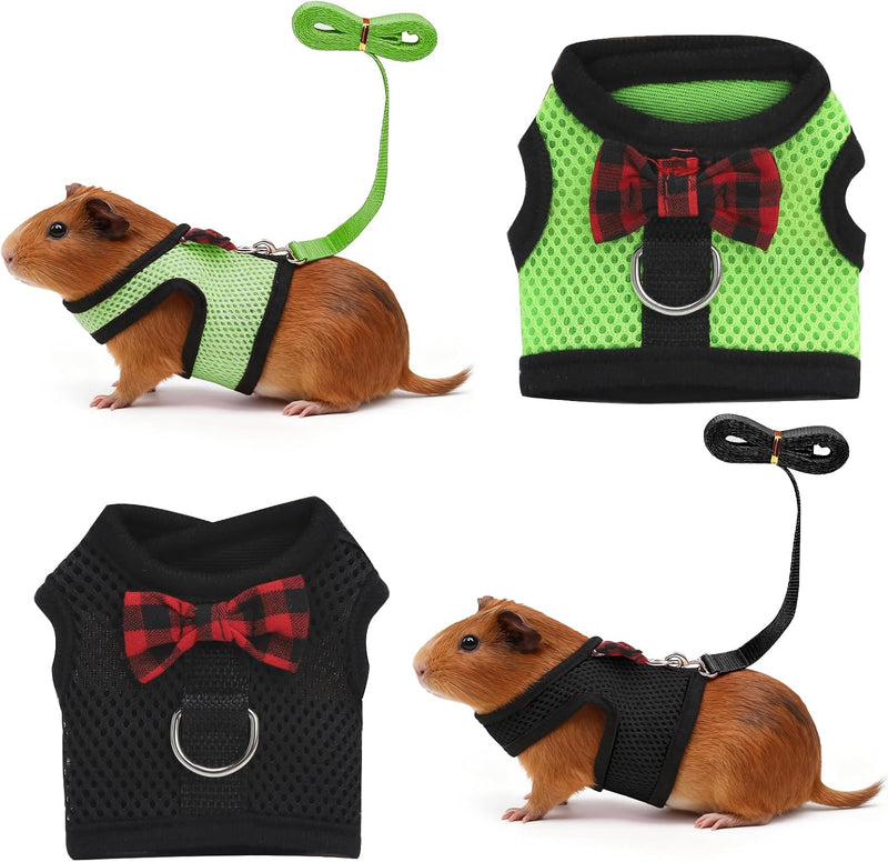 Guinea Pig Harness and Leash,2packs Guinea Pig Clothes Baby Ferret Rats Hamster Soft Mesh Harness Leash for Decoration,H