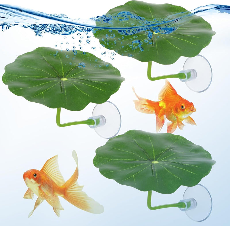 3 Pcs Betta Fish Leaf Hammock, Betta Fish Practical Resting Spot Bettas Suction Cup Tank Decor Green Hammock Plant Leaf
