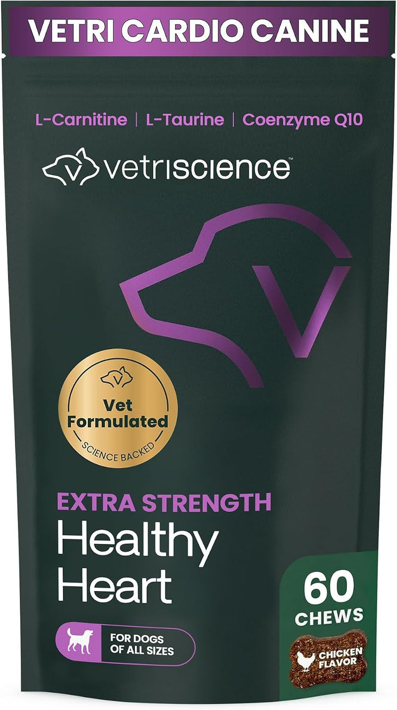 VetriScience Extra Strength Healthy Heart Chews for Dogs, Chicken, 60 Count