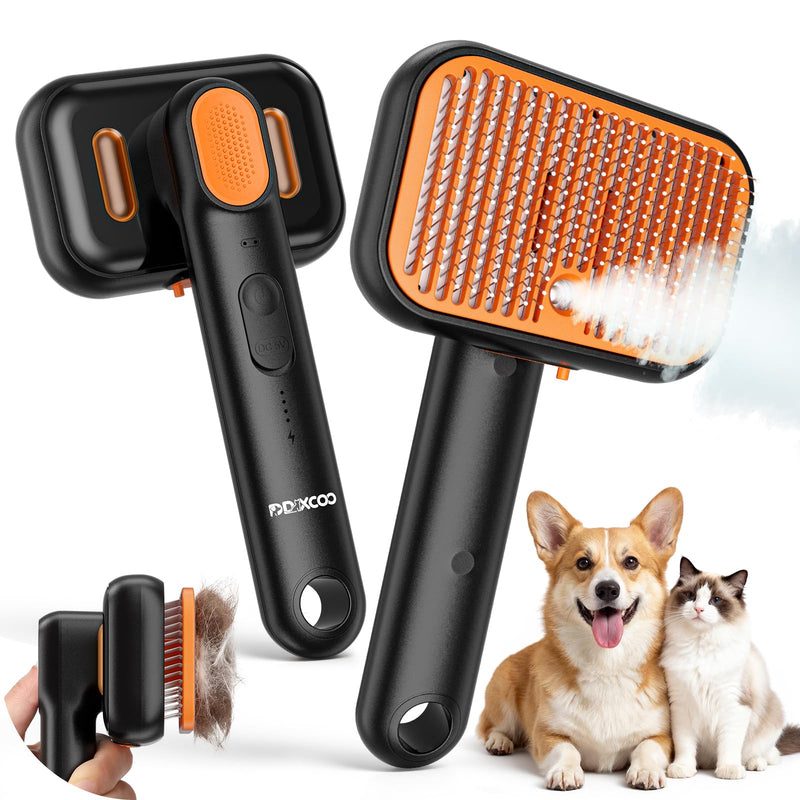ddxcoo Pet Steam Brush for Dogs & Cats, 2026 New Brushes for Indoor Cats with Dual Speed Spray, Self Cleaning Dog Brush for Shedding Grooming & Massage Suitable for All Long and Short-Haired Pets