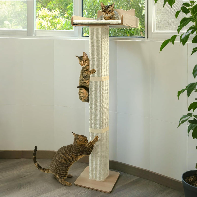 Cat Window Perch with Thick Sisal Scratching Post, Cat Hammock for Window, 53.5