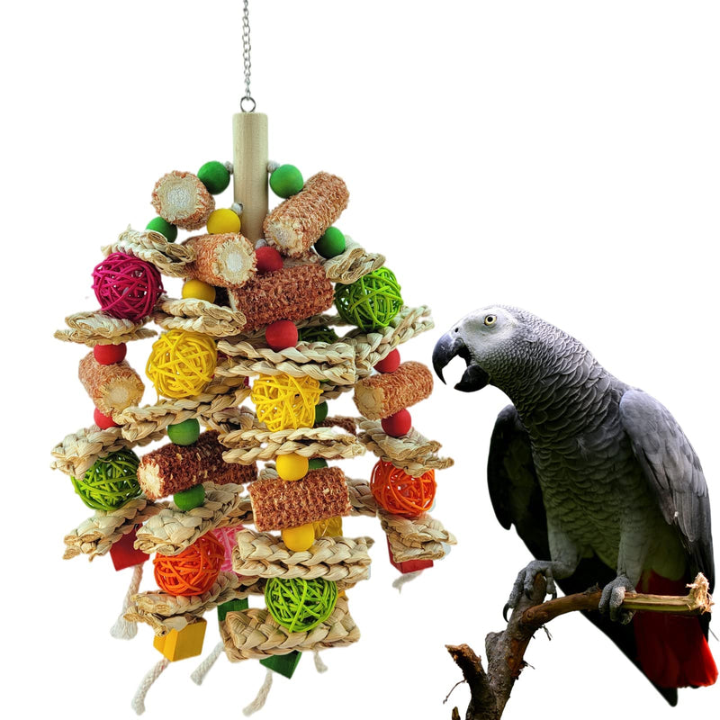 Cokliomc Parrot Toys, Natural Corncob Bird Chew Toys for Small and Medium Macaws, African Grey Parrots, Amazon Parrots Bird Cage