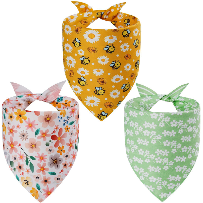 Agroon Spring Dog Bandanas XLarge 3PCS, 6 Pattern Summer Floral Scarf for Boy and Girl, Triangle Reversible Bibs Breed for Puppy Pets