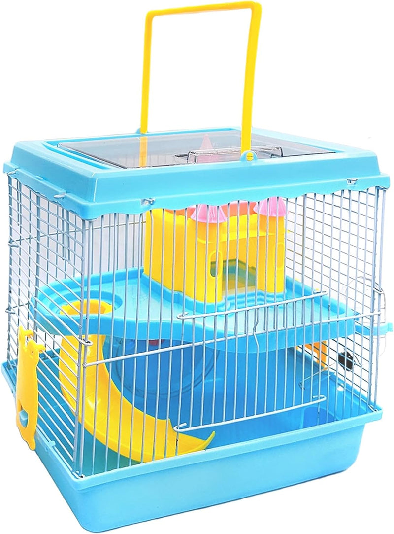 Tfwadmx 2-Tier Portable Dwarf Small Hamster Carrier Travel Cage,Blue