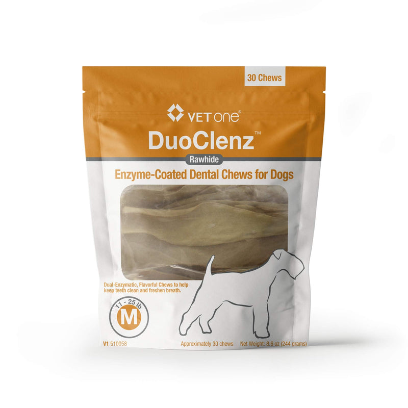 VetOne DuoClenz Rawhide Dental Hygenic Chews for Medium-Sized Dogs, 30-Count Bag