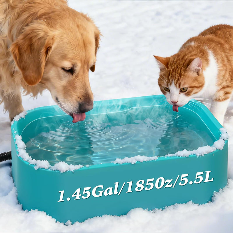 IPOW 1.45 Gal/5.5L Extra Large Heated Water Bowl with 5 Layers Design for Heating & Heat Preservation Provides Drinkable