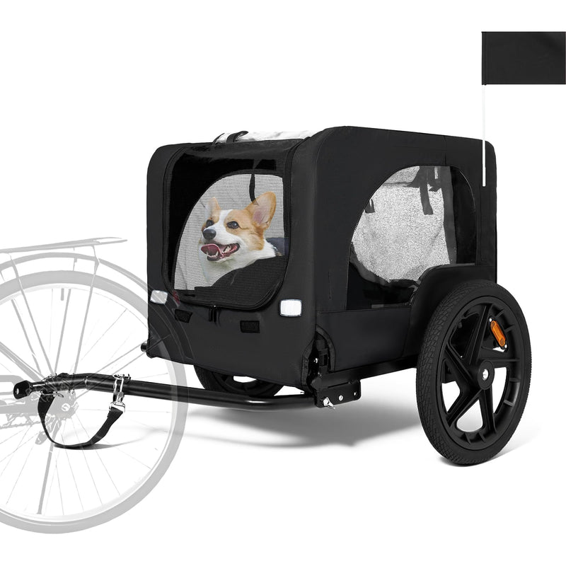 Anwick Dog Bike Trailer, Heavy Duty Dog Trailer for Bicycle, Cart Pet Bike Carrier with 3 Doors, 16