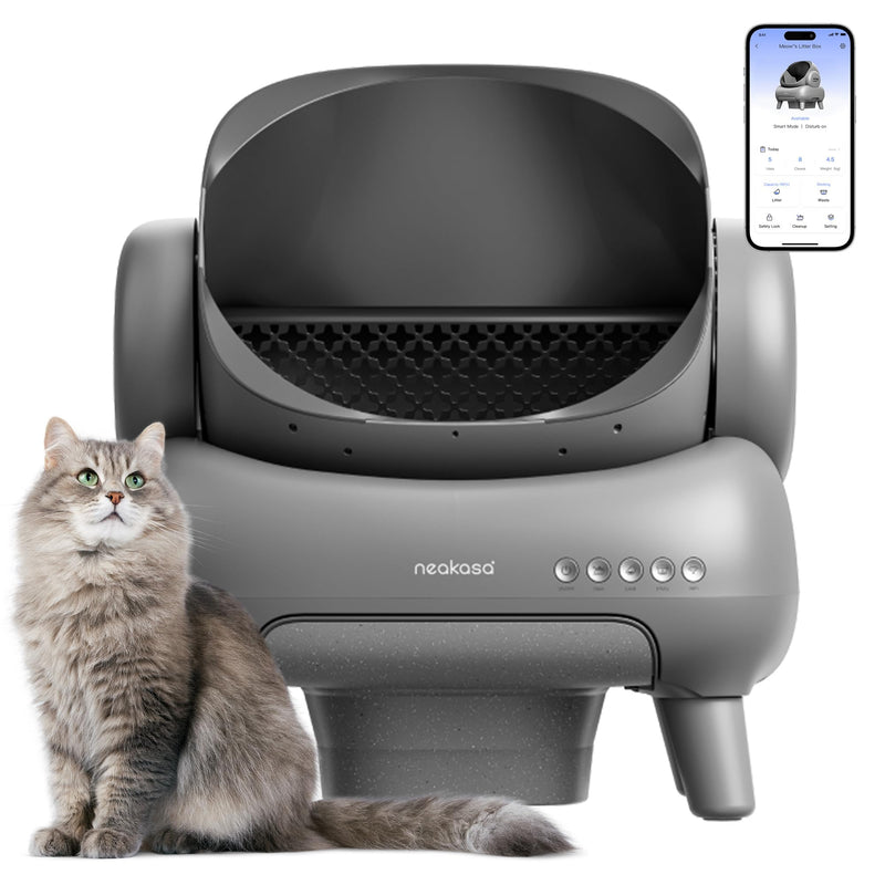 Neakasa M1 Plus Open-Top Self-Cleaning Cat Litter Box, 360° Safety Sensors, Advanced Odor & Leak Control, Automatic for Large & Multi-Cat Homes, Litter Mat & 2 Rolls Refill Bags Included