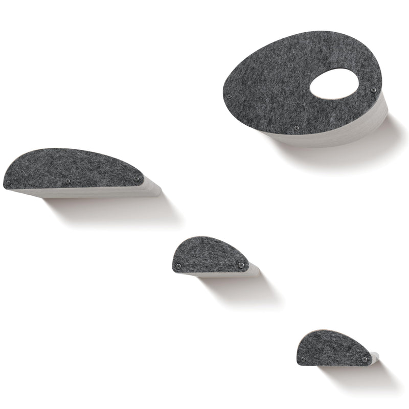 Accessory ADD-ON Set of 4 Facades Covers Compatible with Cat Wall Shelves by Pryde Pets - 100% Sustainable PET Felt - Climbers Sold Seperately - Cats Shelf Privacy and Safety Bumpers (Charcoal)