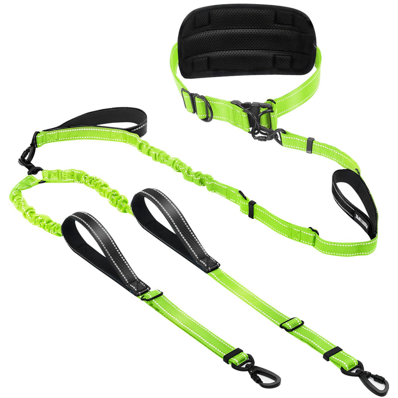 Hands Free Leash for 2 Large Dogs, No Tangle Waist Walking Bungee Leash, 6-8 FT Double Dog Leashes(50-150 lbs)