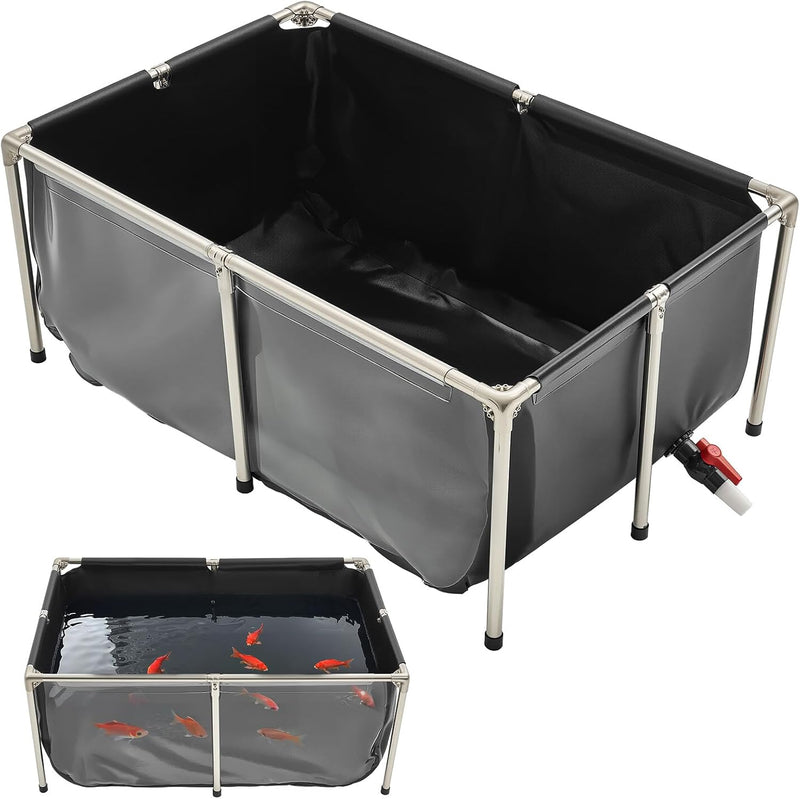 VEVOR KOI Aquarium Tank Above Ground Fish Pond, 127 Gallon Foldable Canvas Fish Pool Pond with Clear Viewing Panel, Outd