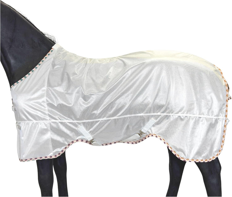 BARN & STABLE Breathable and UV Protective Tear-Resistant Mesh Horse Fly Sheet Comfy Equine Summer Sheet with Removable