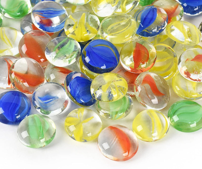 Flat Glass Marbles, 1Lb 0.75 Inch Glass Gems for Vase Filler, Crafts, Aquarium and Fish Tank Pebbles, Party Centerpieces