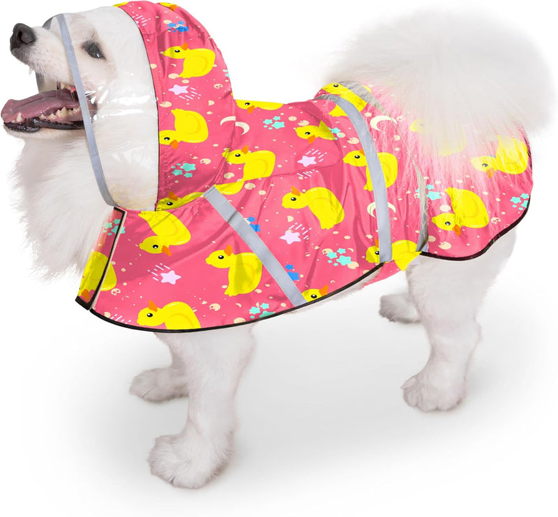 Dog Raincoat, Adjustable Rain Jacket with Hooded Double Layer for Large Medium Small Dogs Puppies, Lightweight Waterproo