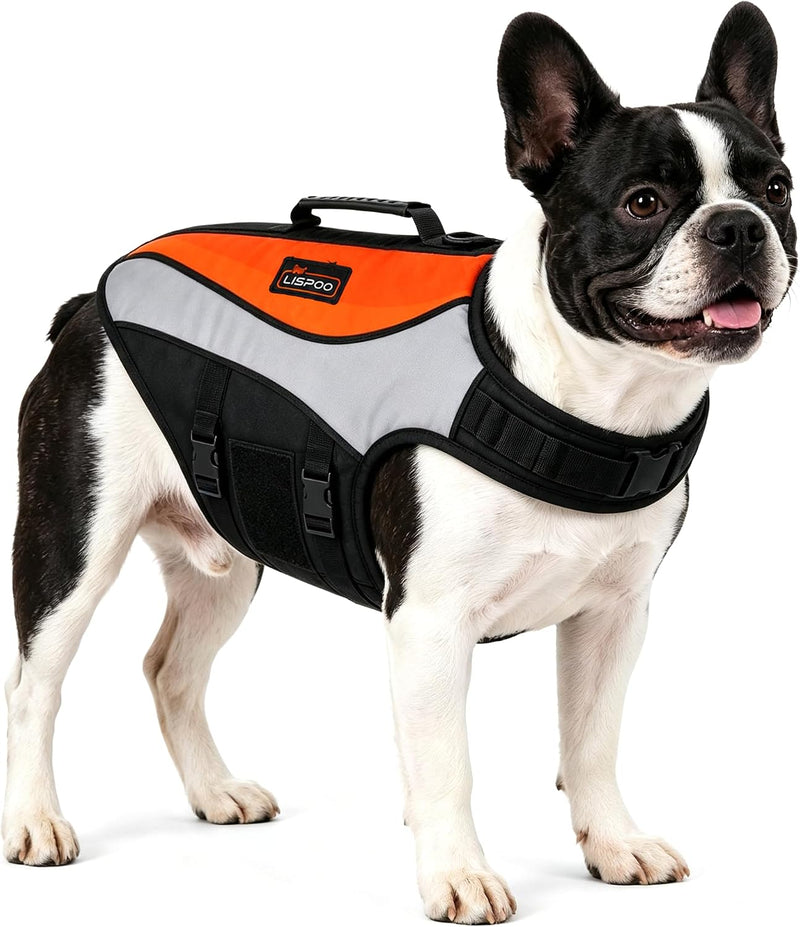 Dog Life Jacket for Swimming & Boating, Orange Black, M