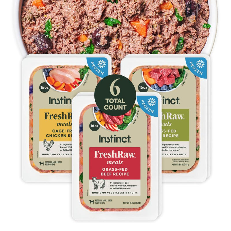 Instinct FreshRaw Meals, Natural Frozen Dog Food, Grain-Free - Variety Pack, 16 oz. (Pack of 6)