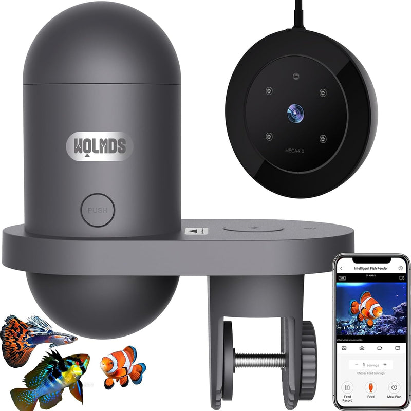 WiFi Automatic Fish Feeder for Aquarium, Fish Food Dispenser with Camera
