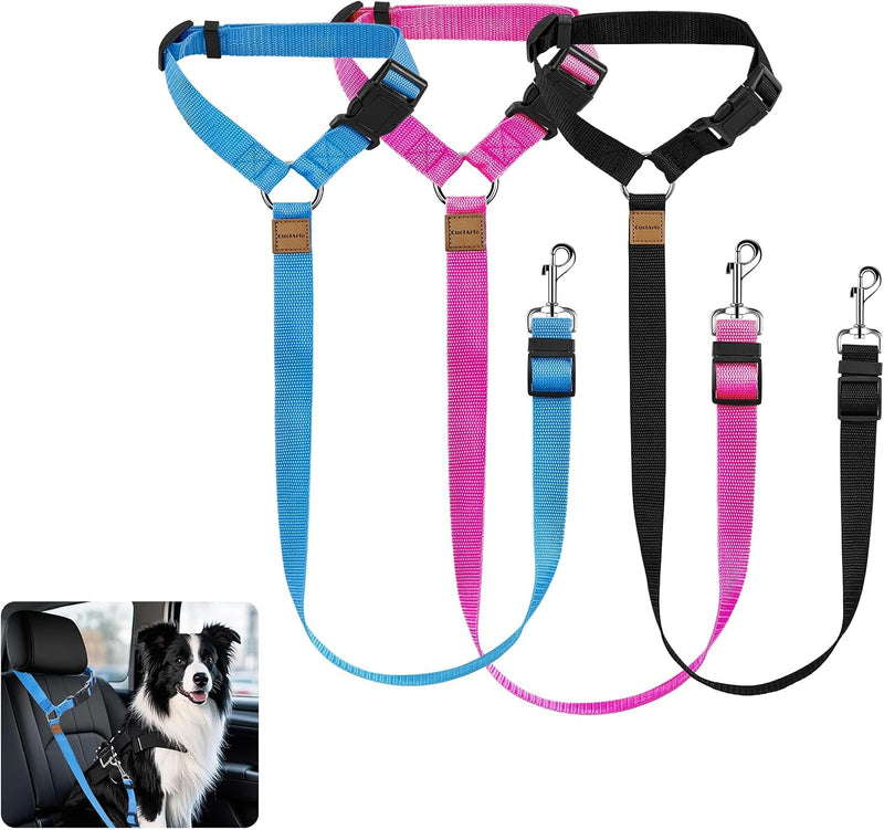 3 Pack Small Dog Belt for Car, Vehicle Headrest Restraint Harness for Pets