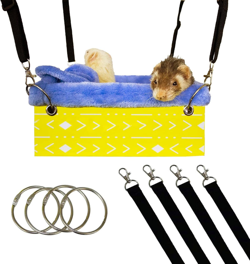 Ferret Hammock For Cage Box, use as Hanging Bed or Secure to Cage. Ferret Cage Accessories w/ Adjustable Straps, Perfect