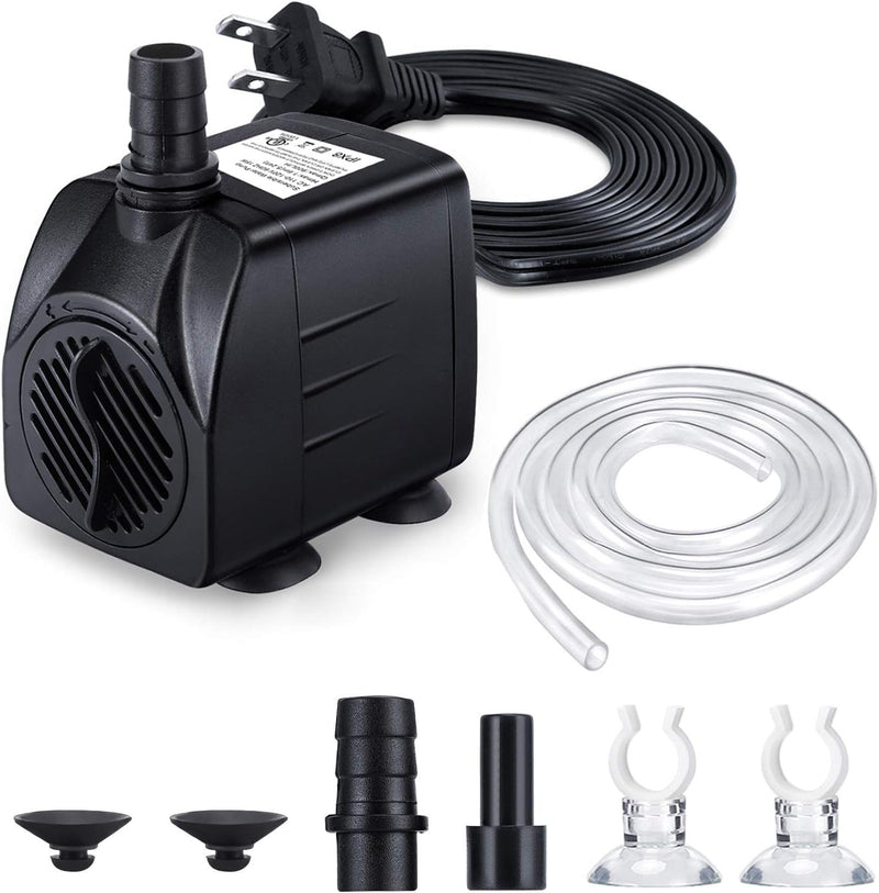 CWKJ Fountain Pump, 220GPH(15W 900L/H) Submersible Water Pump, Durable Outdoor Fountain Water Pump with 6.5ft Tubing (ID