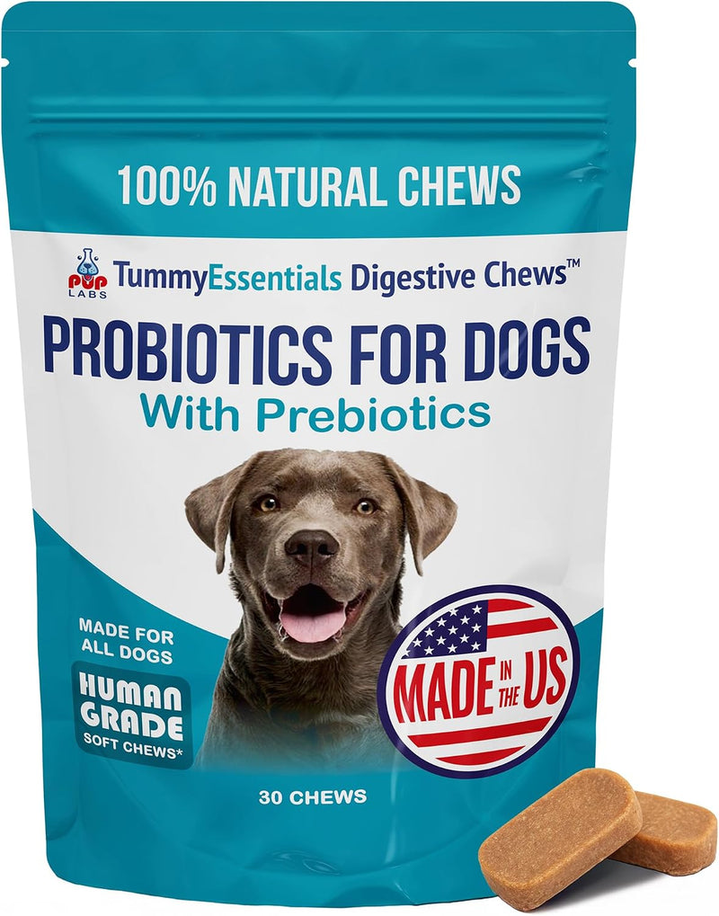 Pup Labs Tummy Essentials Probiotic Chews for Dogs, Supports Gut Health for Dogs and Firm Stools, Helps Eliminate Digest