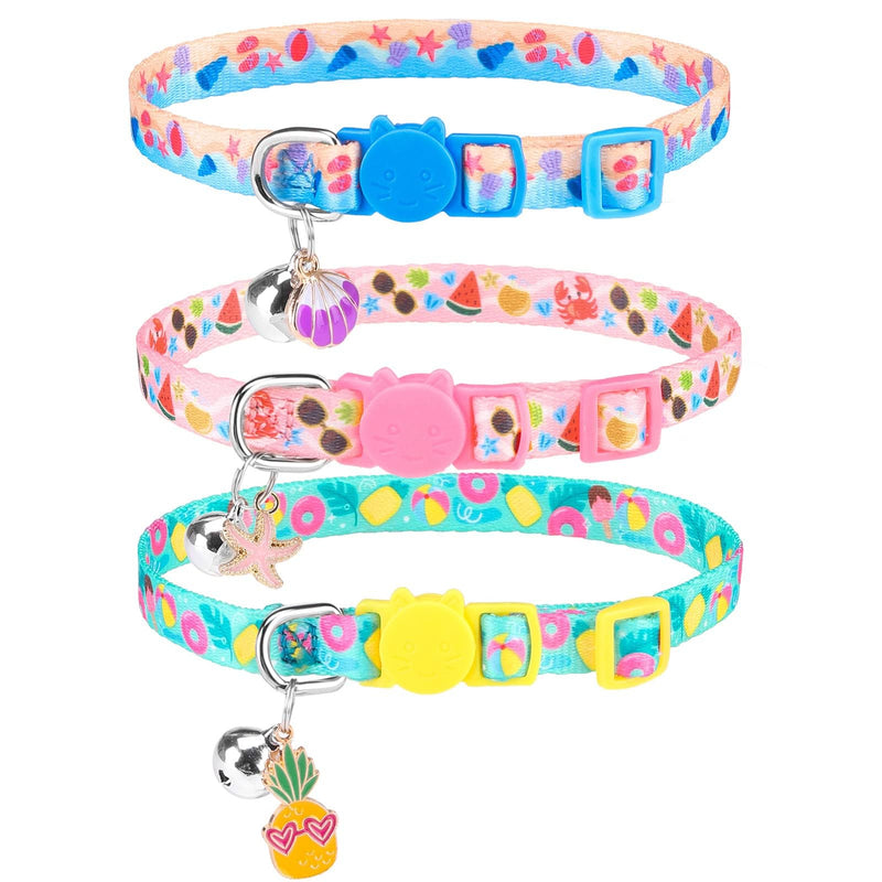 PUPTECK Cat Collar Breakaway with Bells, Kitten Collar Outfit Adjustable for Girl Boy Small Pet Puppy Bunny, Cute Costume Accessory with Safety Release Buckle (Summer)