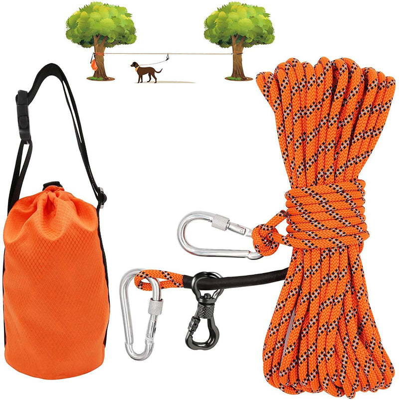XiaZ Dog Tie Out Cable for Camping, 50ft Portable Overhead Trolley System for Dogs up to 200lbs,Dog Lead for Yard, Camping, Parks, Outdoor Events,5 min Set-up