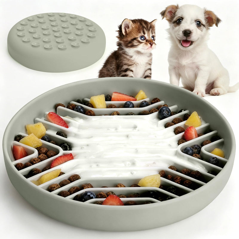 Slow Feeder Dog Bowls, Puzzle Silicone Dog Feeding Bowls with Suction Cups, Anti-Choking, Non-Slip Design, Reduces Boredom, Anxiety, Ideal for Medium to Small Dogs & Cats - XAQMHSW