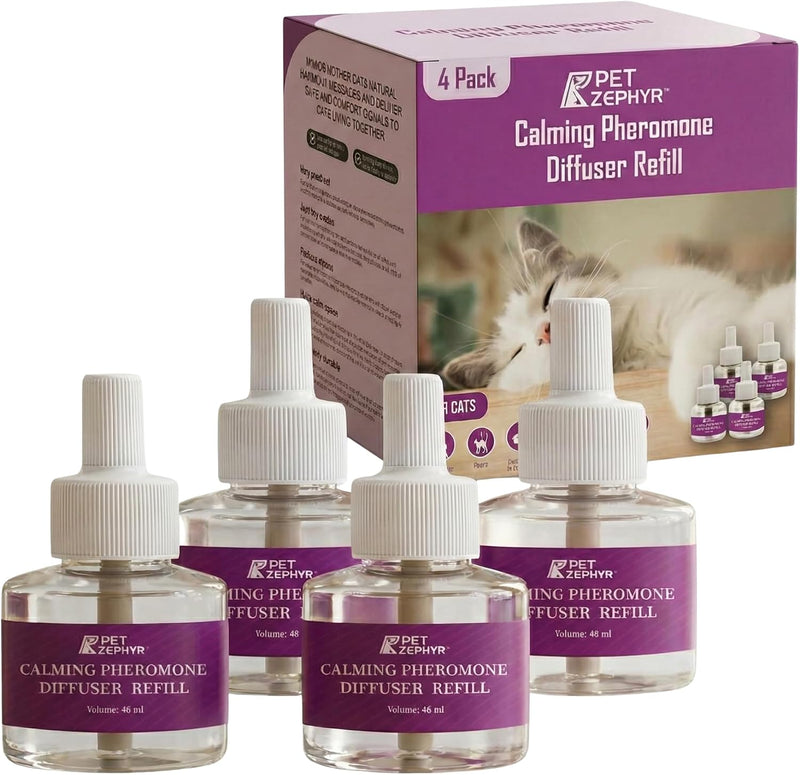 (Compatible with All Common Diffuser Heads) Cat Pheromone Diffuser Refill - 4 Pack Pheromones Refills - 4 Months Supply