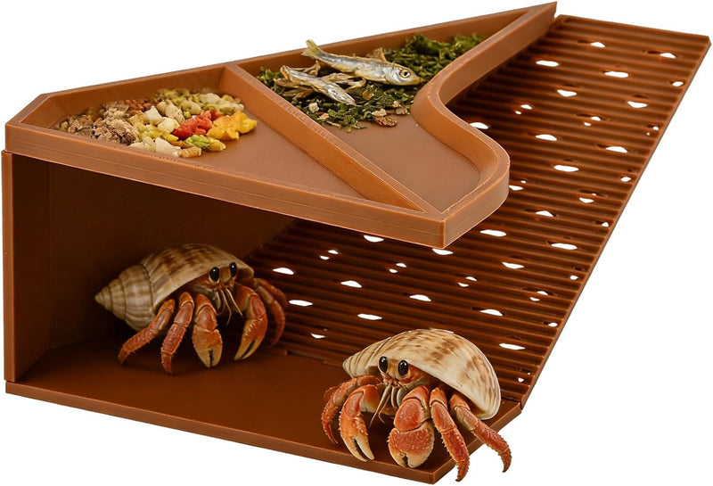 Hermit Crab Cave Habitat with Climbing Tunnel, 2-in-1 Cave Shelter & Feeding Dish, Textured Climbing Ramp & Viewing Wind