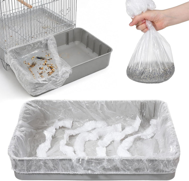 50 Pcs Disposable Bird Cage Liners, 34 x 22 Inch Clear Plastic Bird Cage Liner Large Size Parakeet Cages Bottom Liner fo