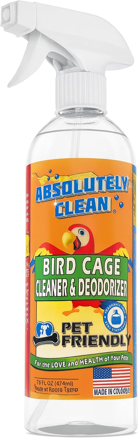 Absolutely Clean Amazing Bird Cage Cleaner and Deodorizer - Just Spray/Wipe - Safely & Easily Removes Bird Messes Quickl