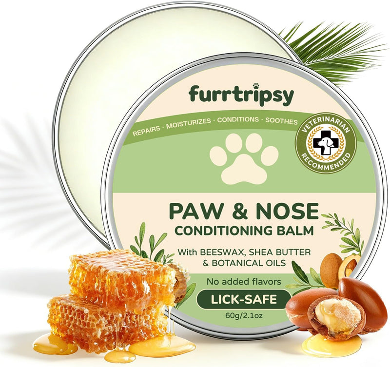 Dog Paw Balm & Nose Balm, Lick Safe for Dry Cracked Paws, 2.1 oz