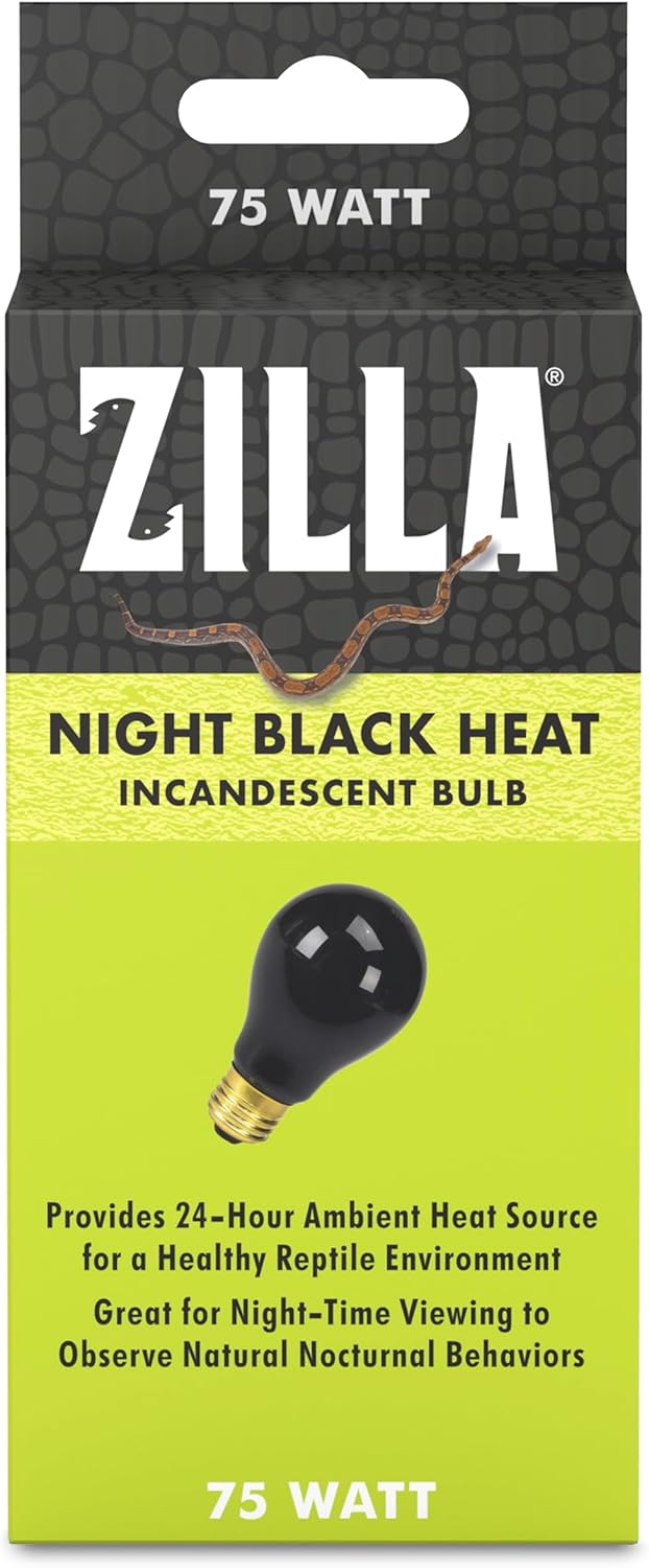 Zilla Incandescent Heat Lamp Bulbs, Night Black for Nocturnal Reptiles