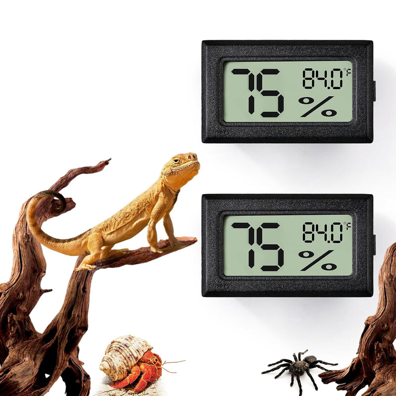 2 PCS Rectangle Reptile Thermometer and Humidity Gauge for Bearded Dragon Accessories, Reptile Tank Accessories for Jump