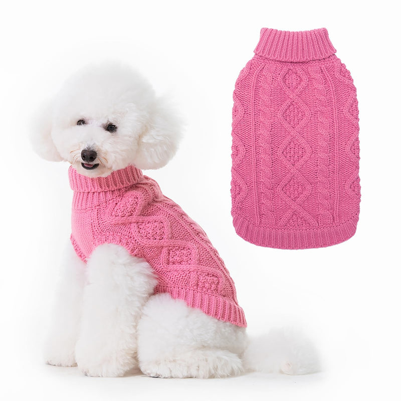 BINGPET Thermal Knitted Dog Sweater for Small Medium Large Dogs,Winter Dog Cat Coat Warm Sweartershirts Outfits,Classic Cable Knit Turtleneck Pullover Dog Jumper Coat Warm Sweartershirts