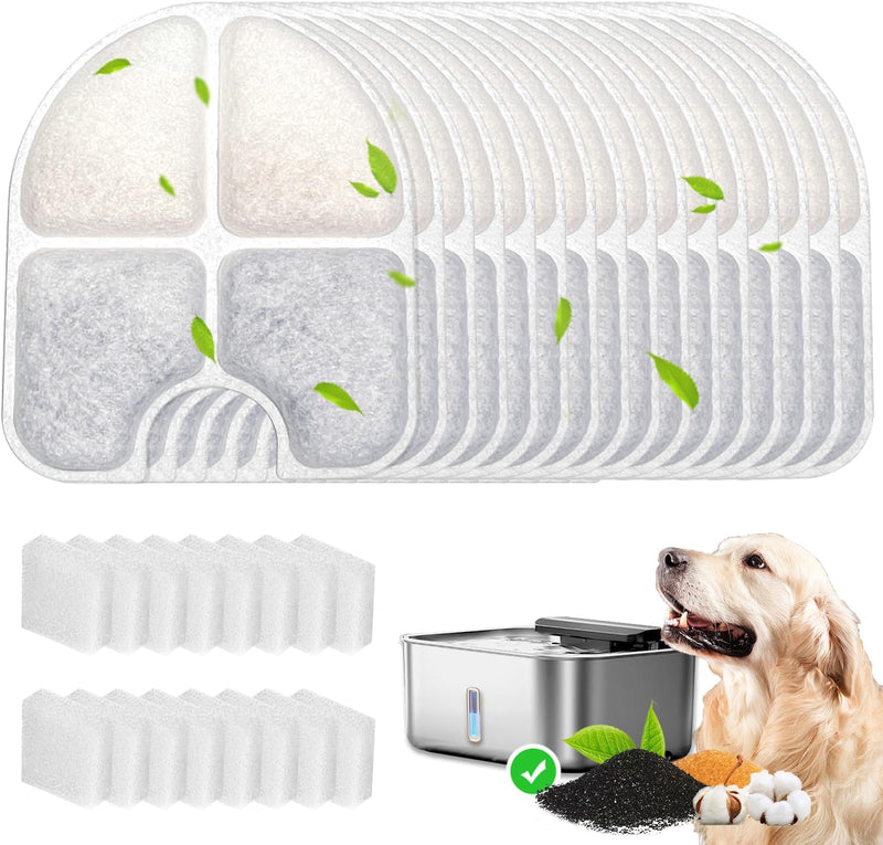16 Pack Replacement Filters for FEELNEEDY 3Gal/12L Dog Water Dispenser (FN-W13), 8 Month Set for Large Dogs Water Bowl D
