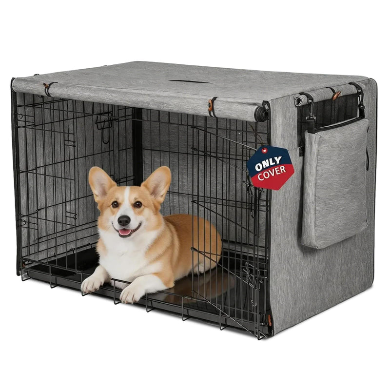 Dog Crate Cover 30 Inch, Heavy Duty Waterproof 600D Oxford Kennel Cover for Wire Cages with 1/2/3 Doors, Privacy Pet Cover with Storage Bag - Machine Washable, Indoor/Outdoor,Gray